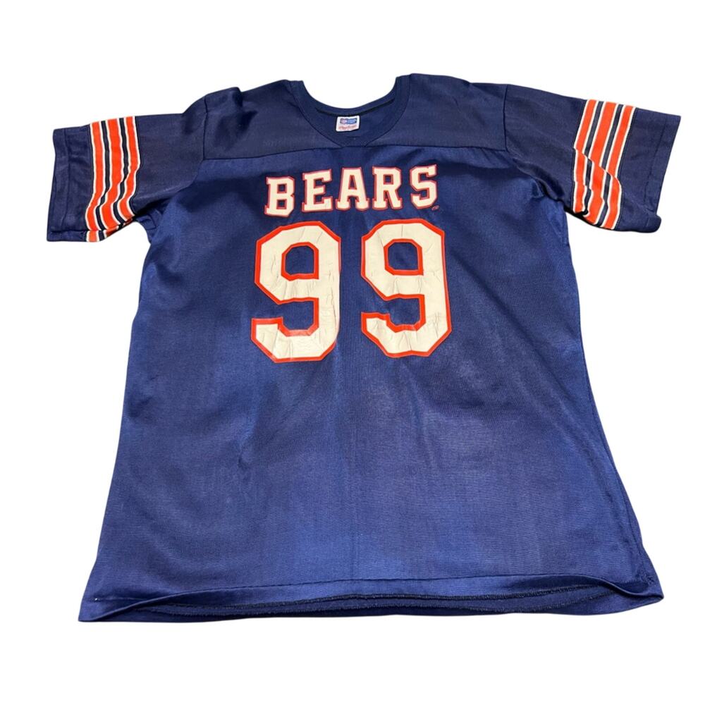 Vintage 80's Rawlings Chicago Bears #99 DAN HAMPTON Large Single Stitch NFL USA